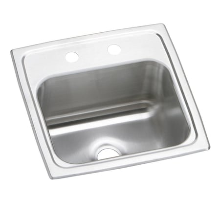 Elkay Sink, Stainless Steel, 15 in W x 15 in L x 6.125 in H BPSR15MR2